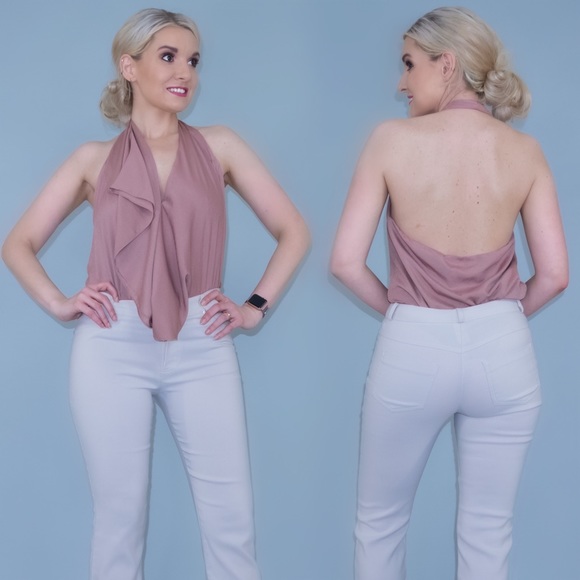 MM Couture Open Back Ruffle Halter Top - Picture 2 of 16